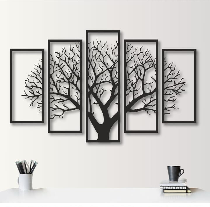 Five Panel Tree, Tree Decor, Unique Design, Wall Hanging, Tree 5 Parts, Livingroom Decor